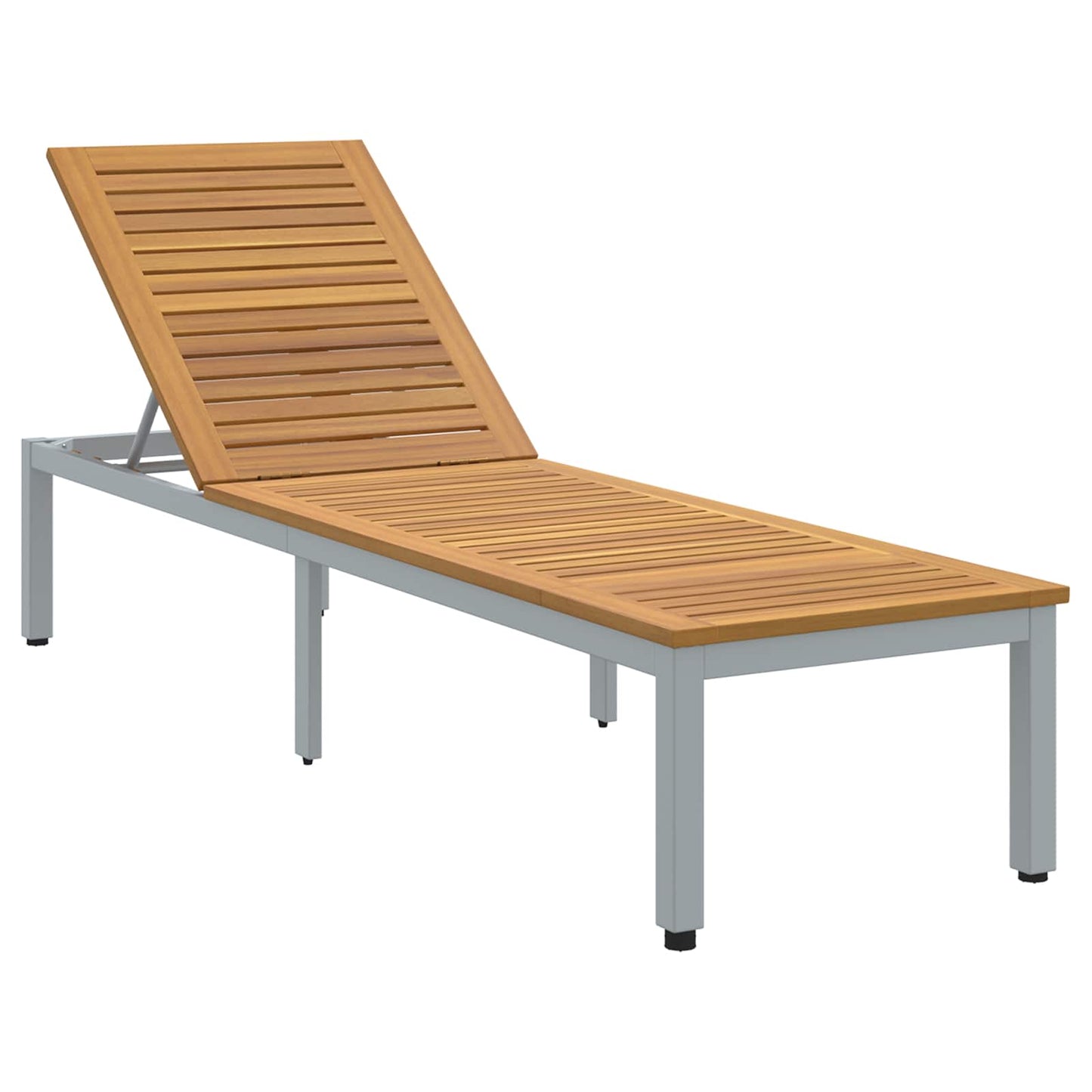 Sonnenliege Grau 200 x 55 x 35 cm Massivholz Akazie