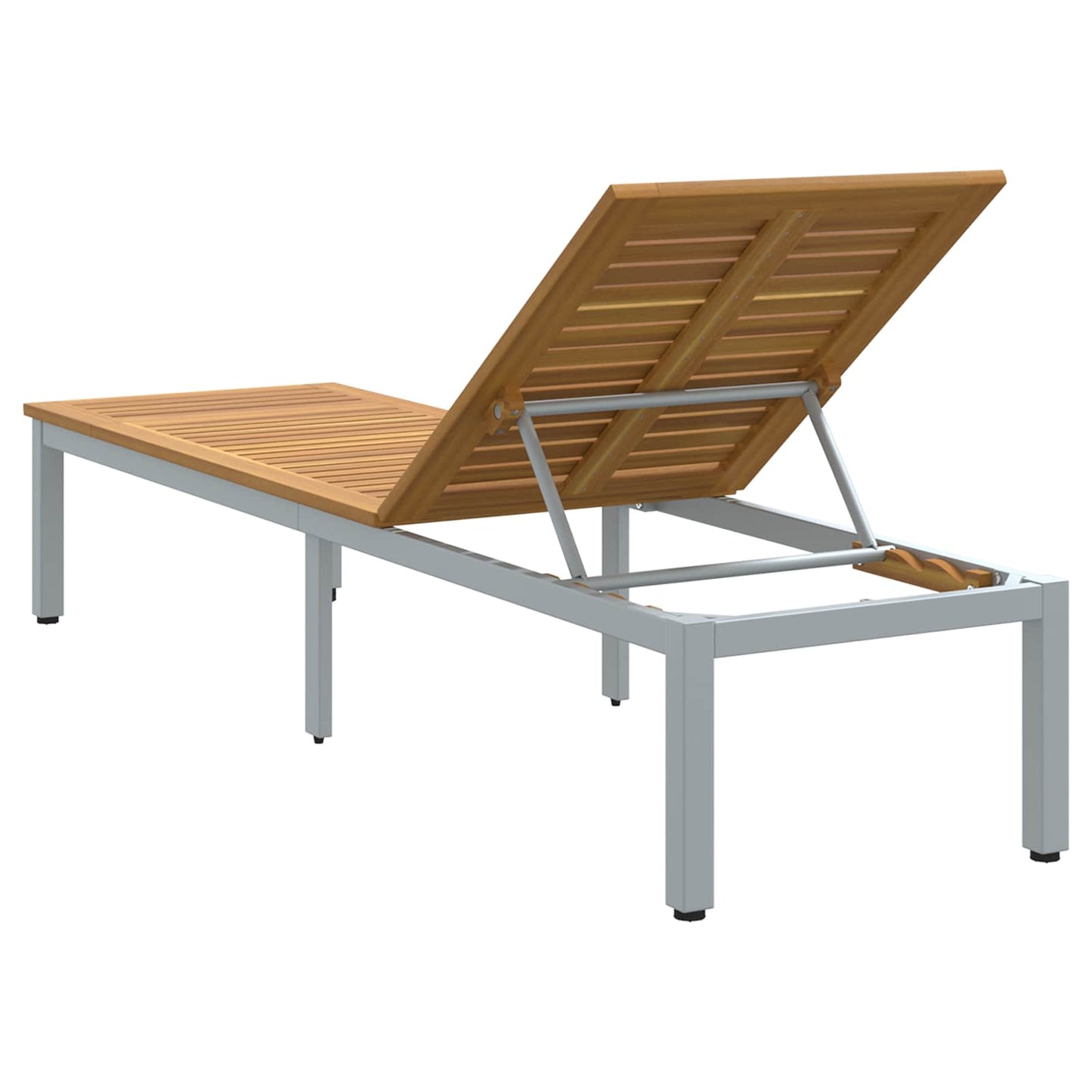 Sonnenliege Grau 200 x 55 x 35 cm Massivholz Akazie