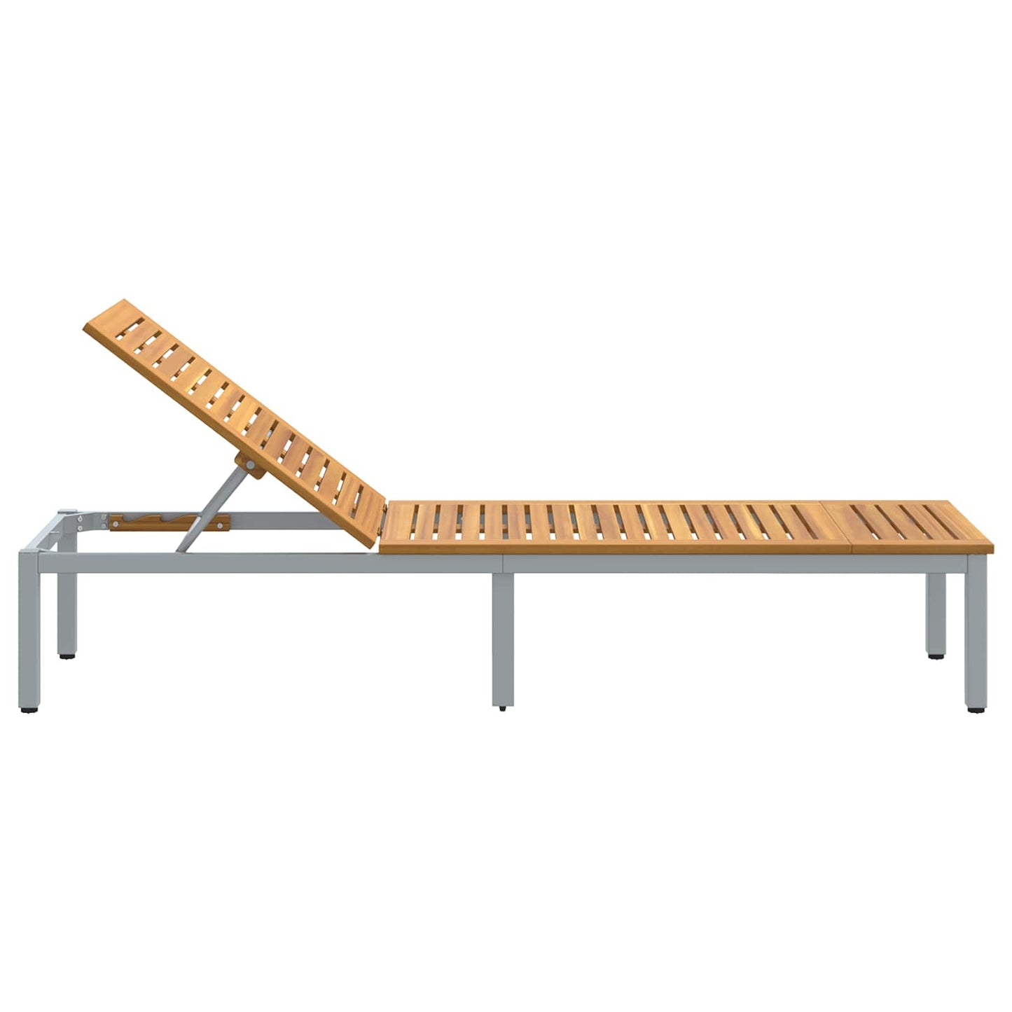 Sonnenliege Grau 200 x 55 x 35 cm Massivholz Akazie