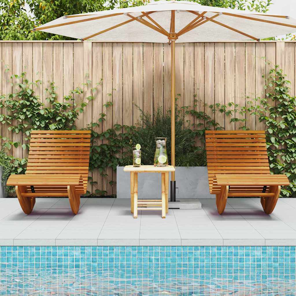 Liege 2-Person 2 pcs Braun 154 x 60 x 74 cm Massivholz Akazie