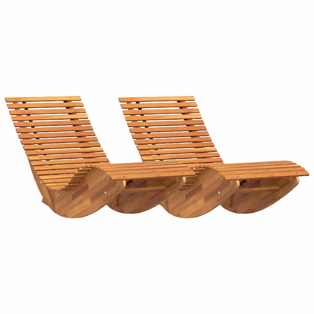 Liege 2-Person 2 pcs Braun 154 x 60 x 74 cm Massivholz Akazie