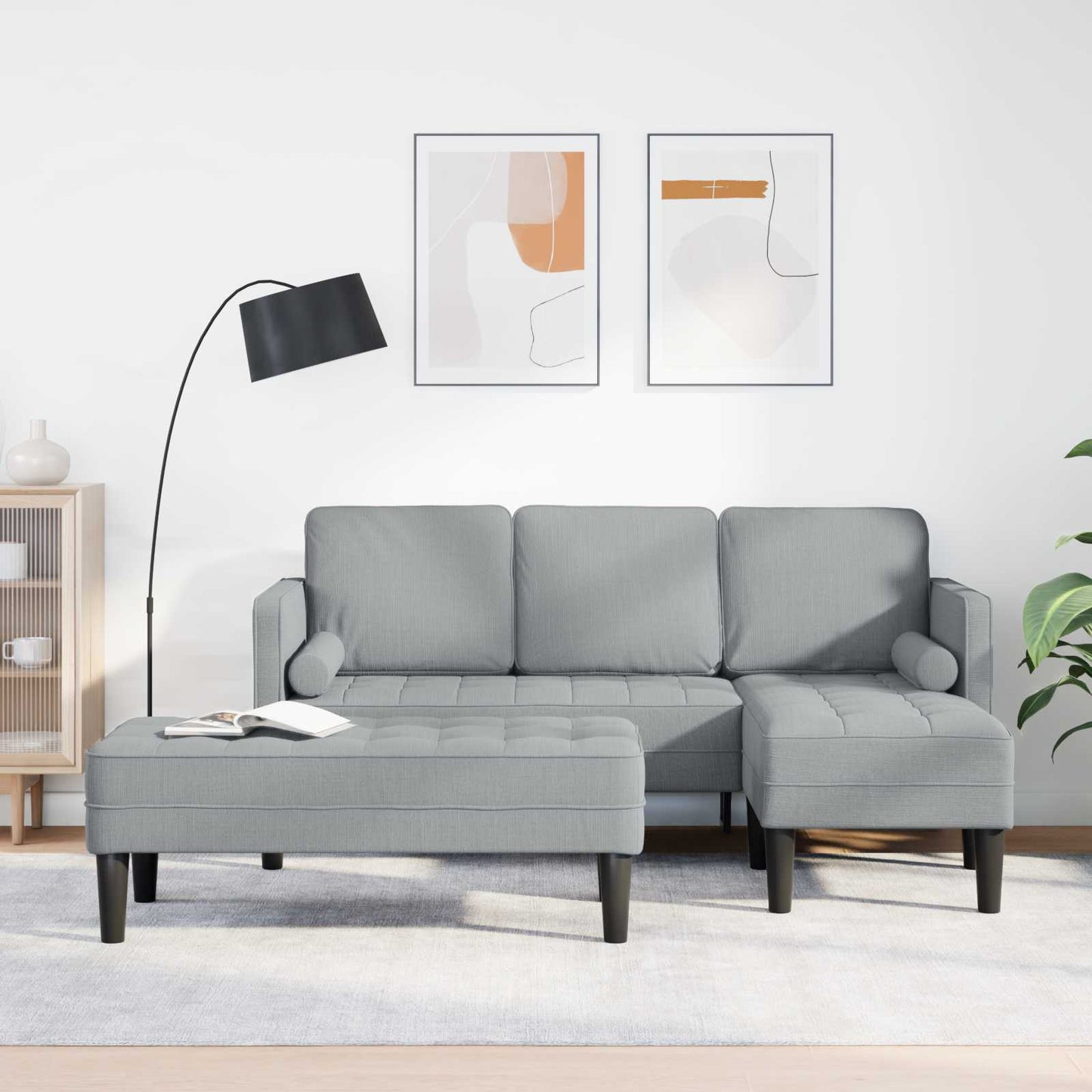 Sofa Set mit Kissen 2 pcs Hellgrau Polyester