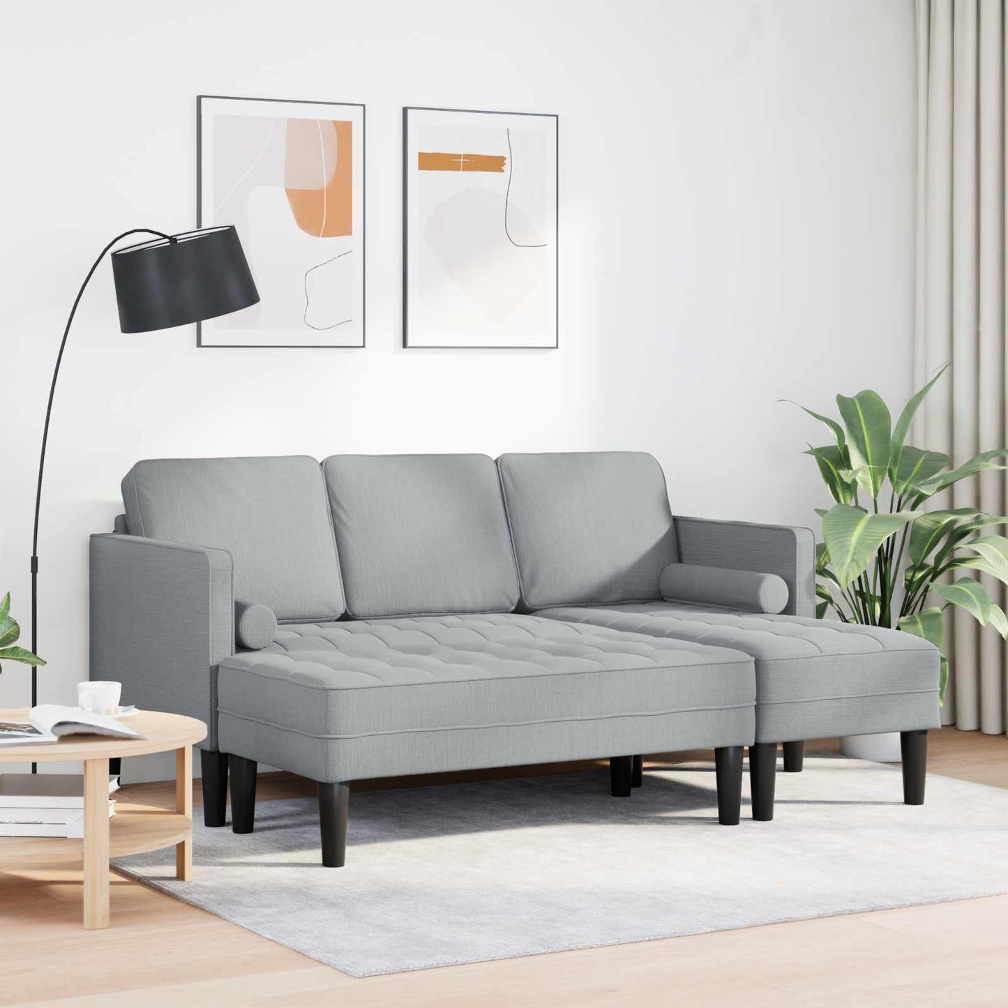 Sofa Set mit Kissen 2 pcs Hellgrau Polyester