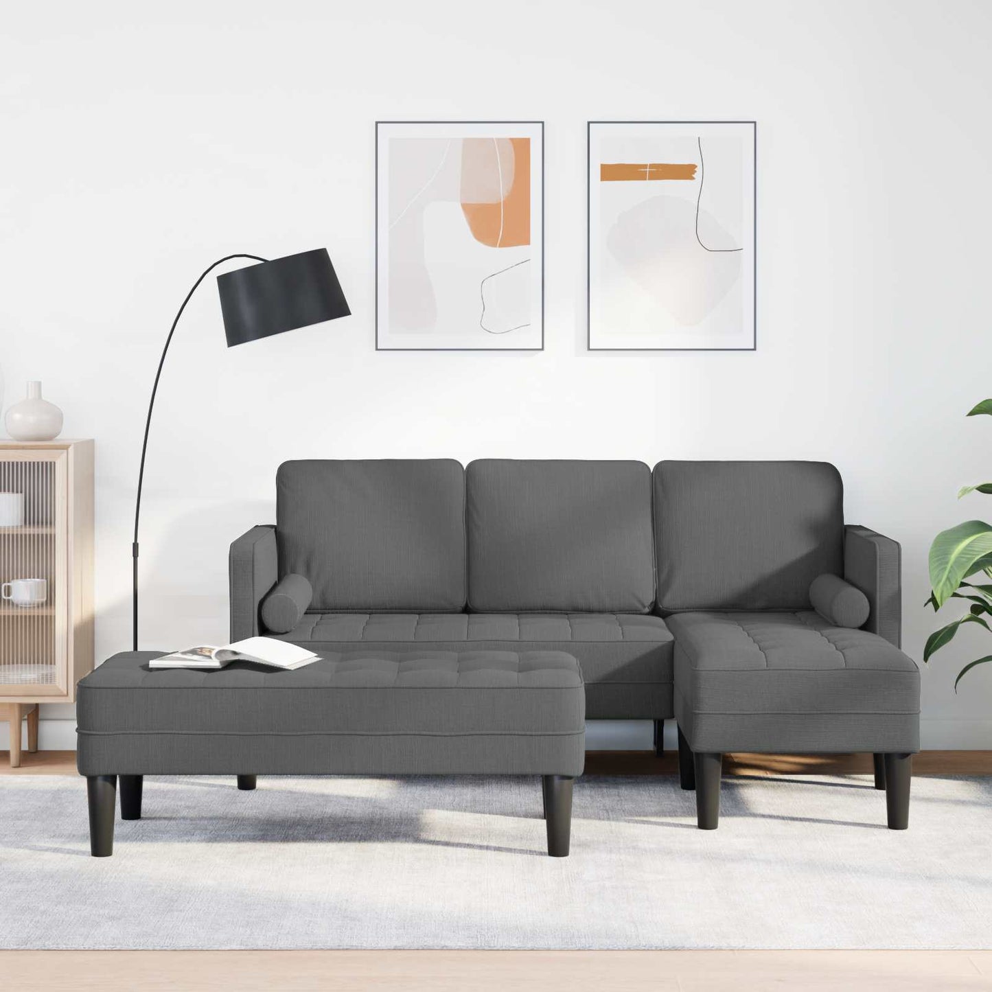 Sofa Set mit Kissen 2 pcs Dunkelgrau Polyester