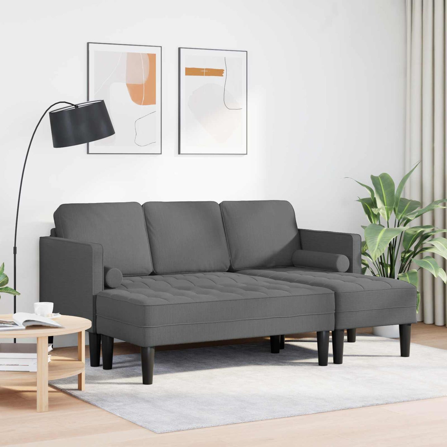 Sofa Set mit Kissen 2 pcs Dunkelgrau Polyester