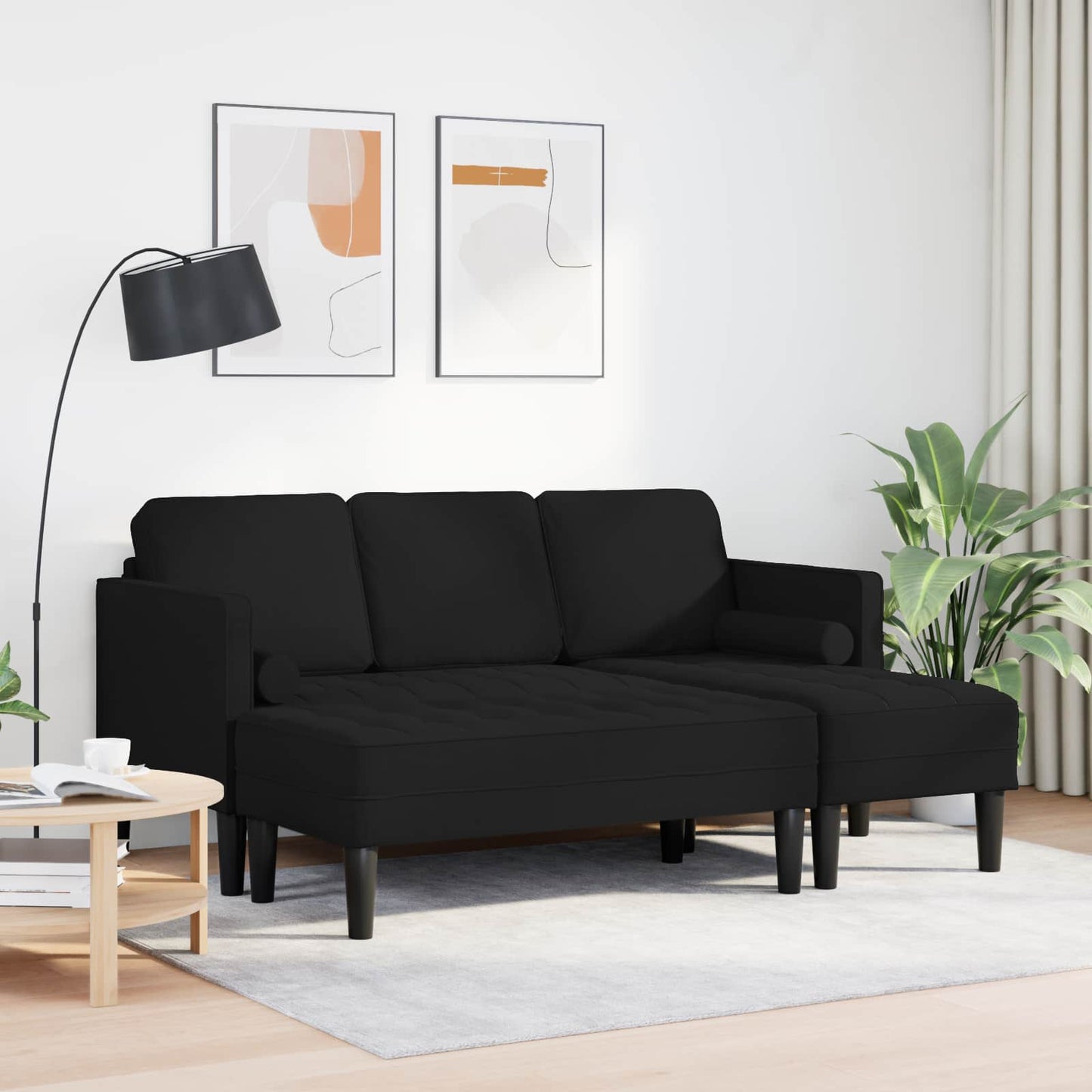 Sofa Set mit Kissen 2 pcs Schwarz Polyester