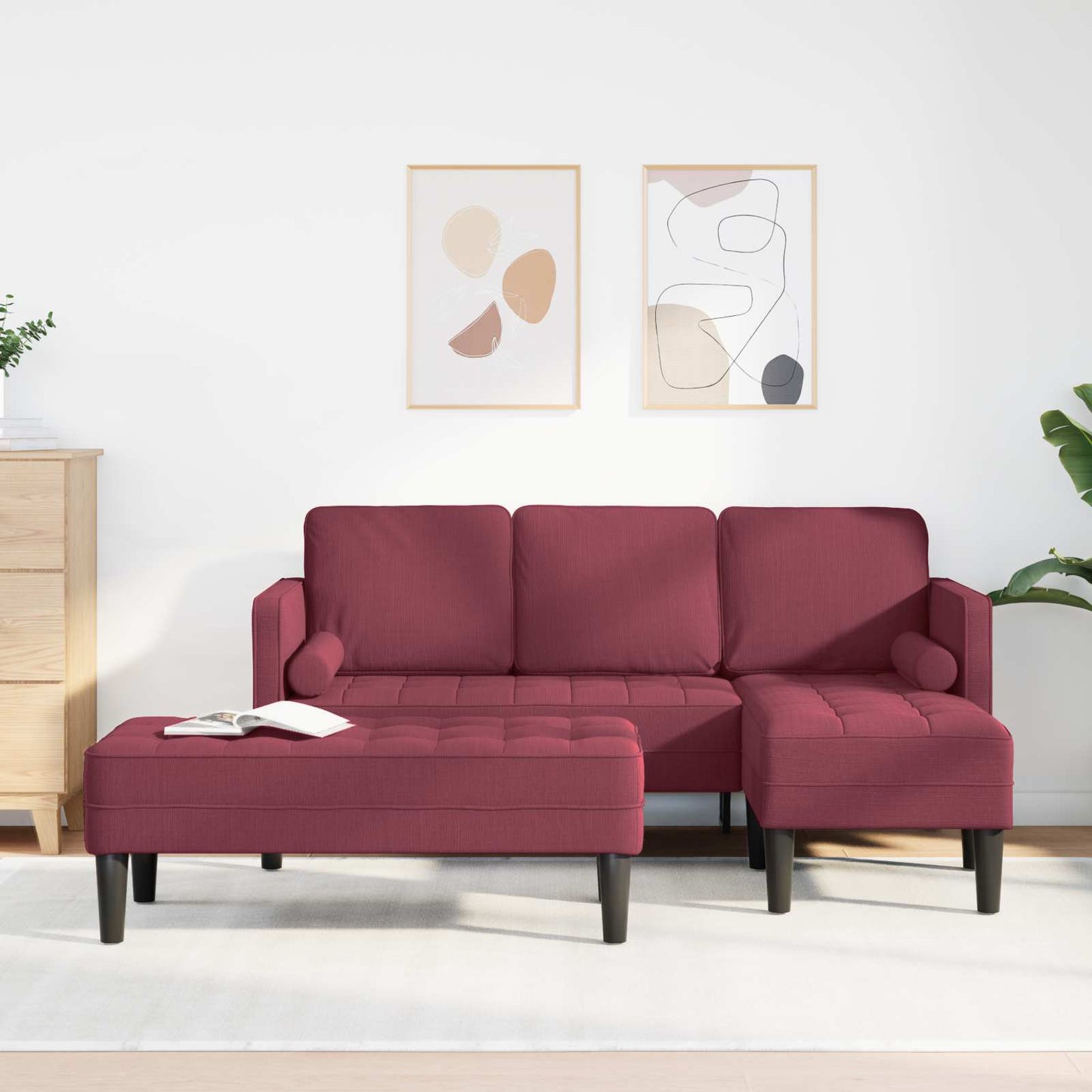 Sofa Set mit Kissen 2 pcs Weinrot Polyester