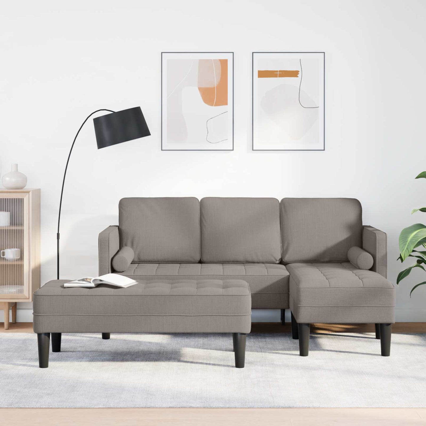 Sofa Set mit Kissen 2 pcs Taupe Polyester