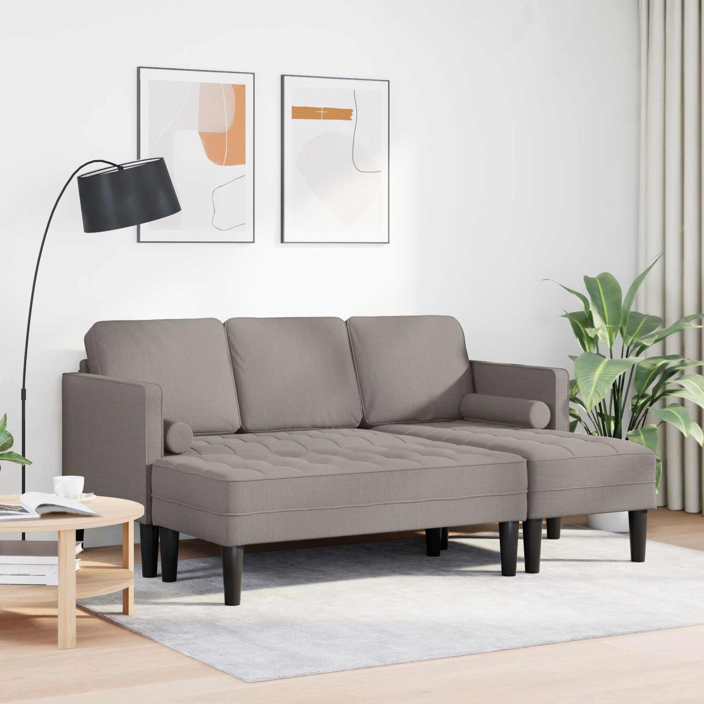 Sofa Set mit Kissen 2 pcs Taupe Polyester