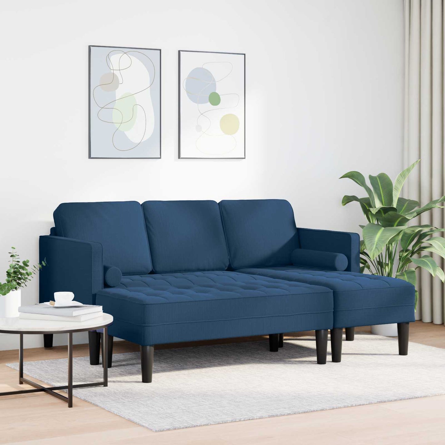 Sofa Set mit Kissen 2 pcs Blau Polyester