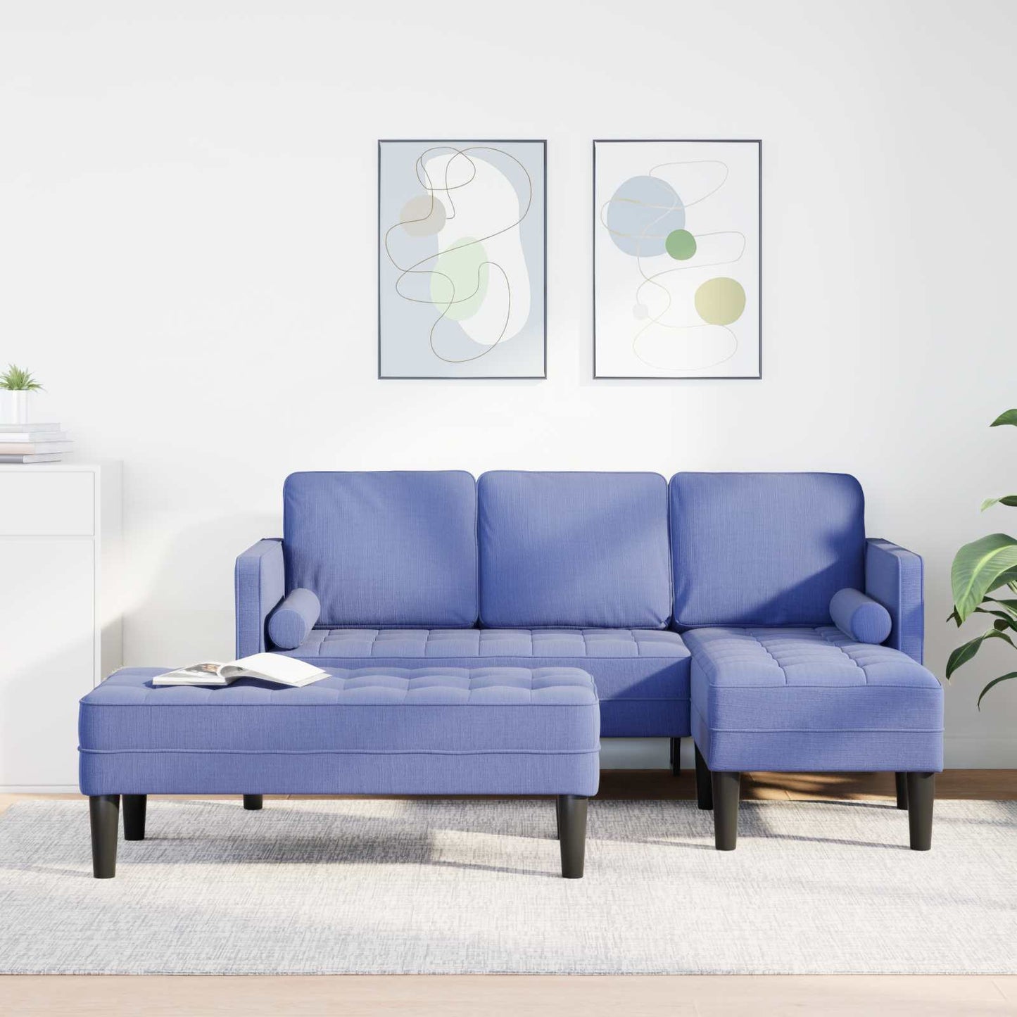 Sofa Set mit Kissen 2 pcs Jeans blau Polyester