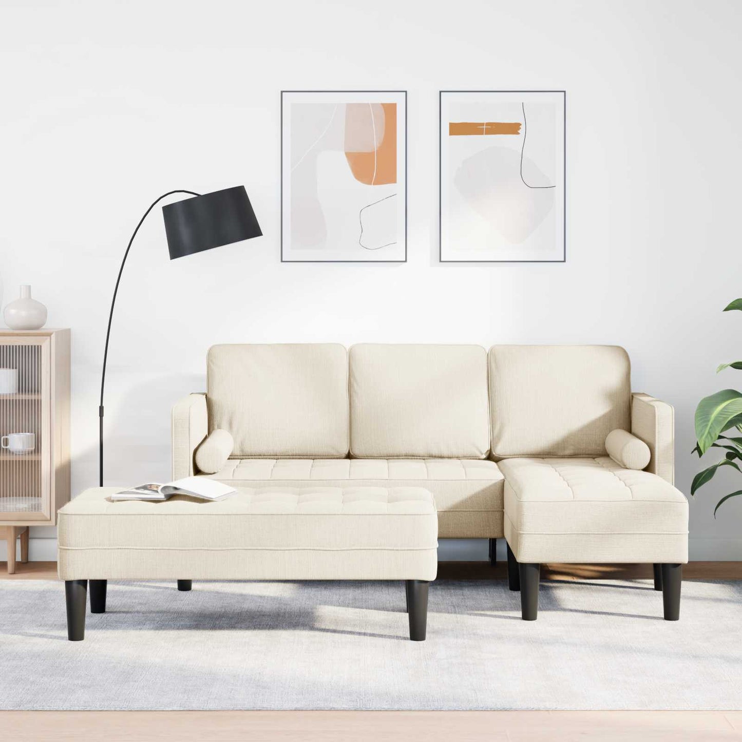Sofa Set mit Kissen 2 pcs Leinen Polyester