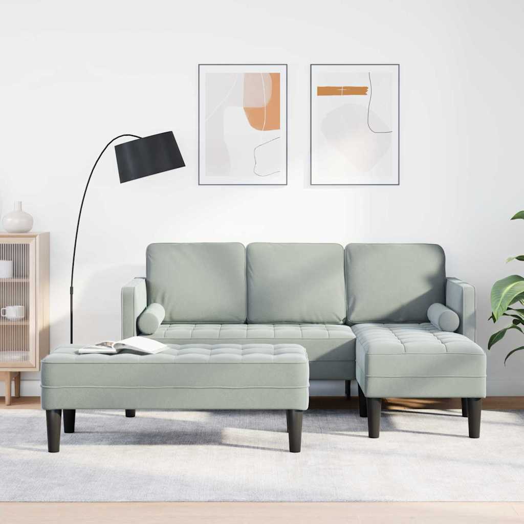 Sofa Set mit Kissen 2 pcs Hellgrau Polyester