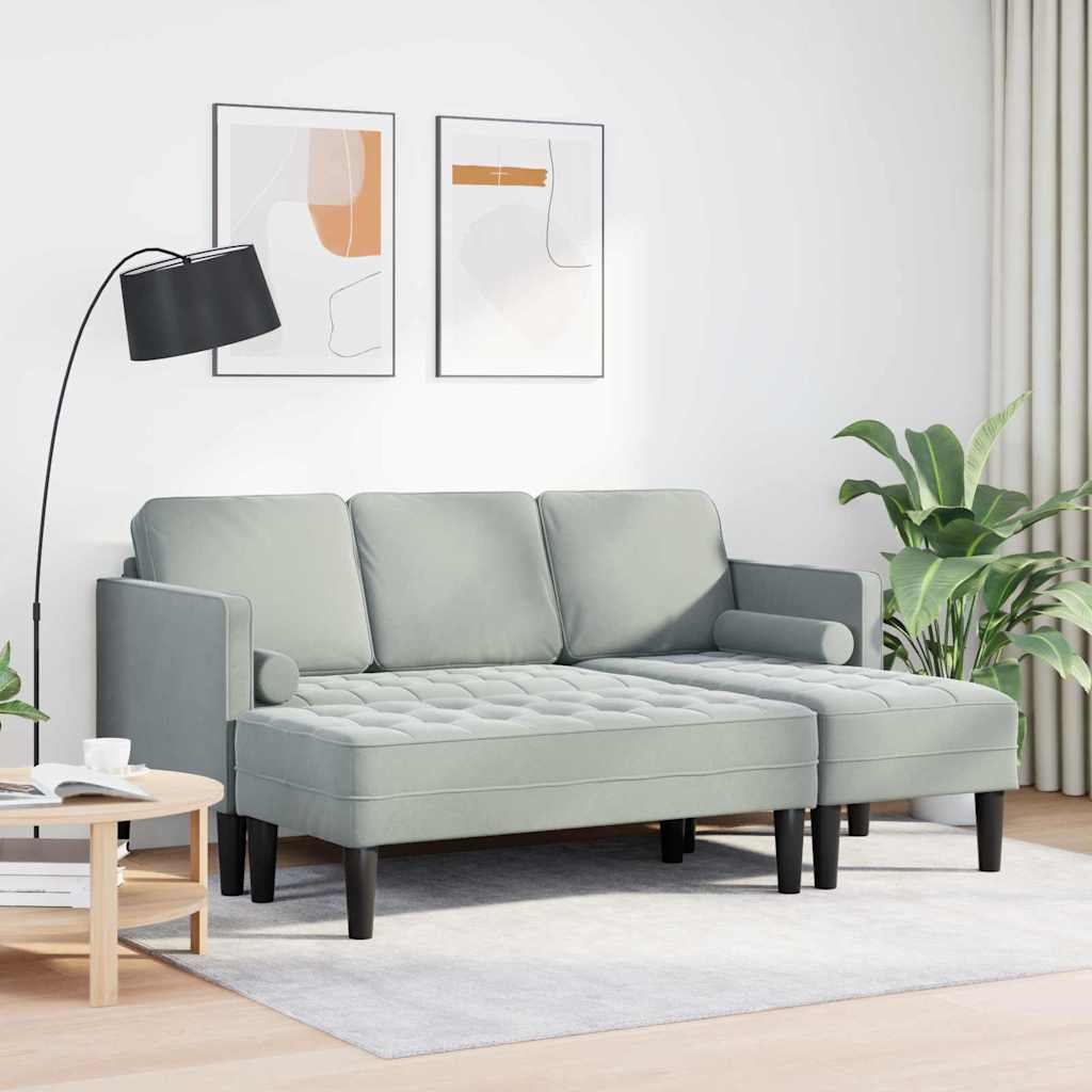Sofa Set mit Kissen 2 pcs Hellgrau Polyester