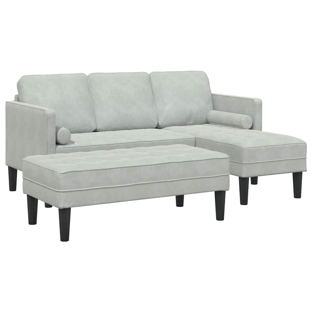 Sofa Set mit Kissen 2 pcs Hellgrau Polyester