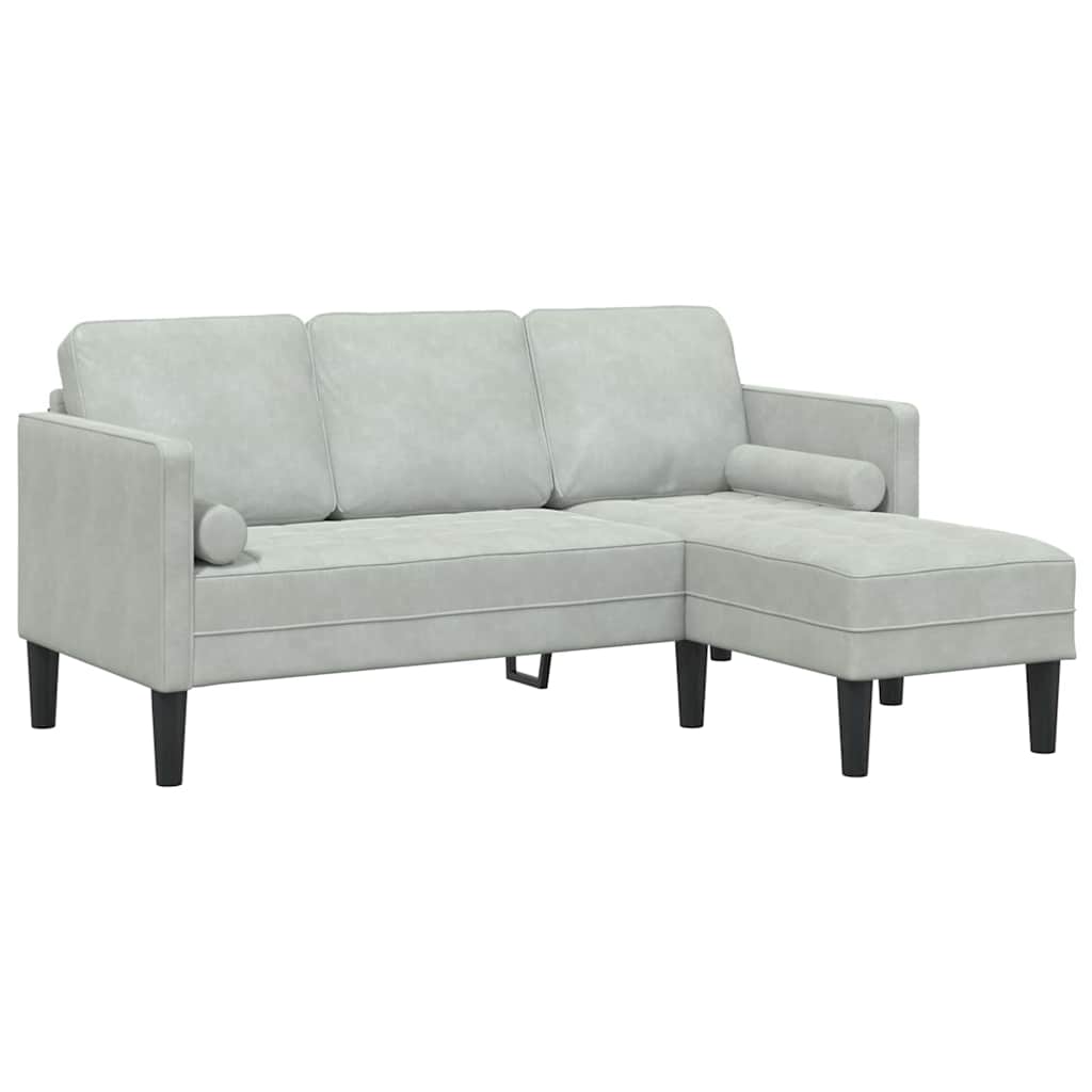 Sofa Set mit Kissen 2 pcs Hellgrau Polyester