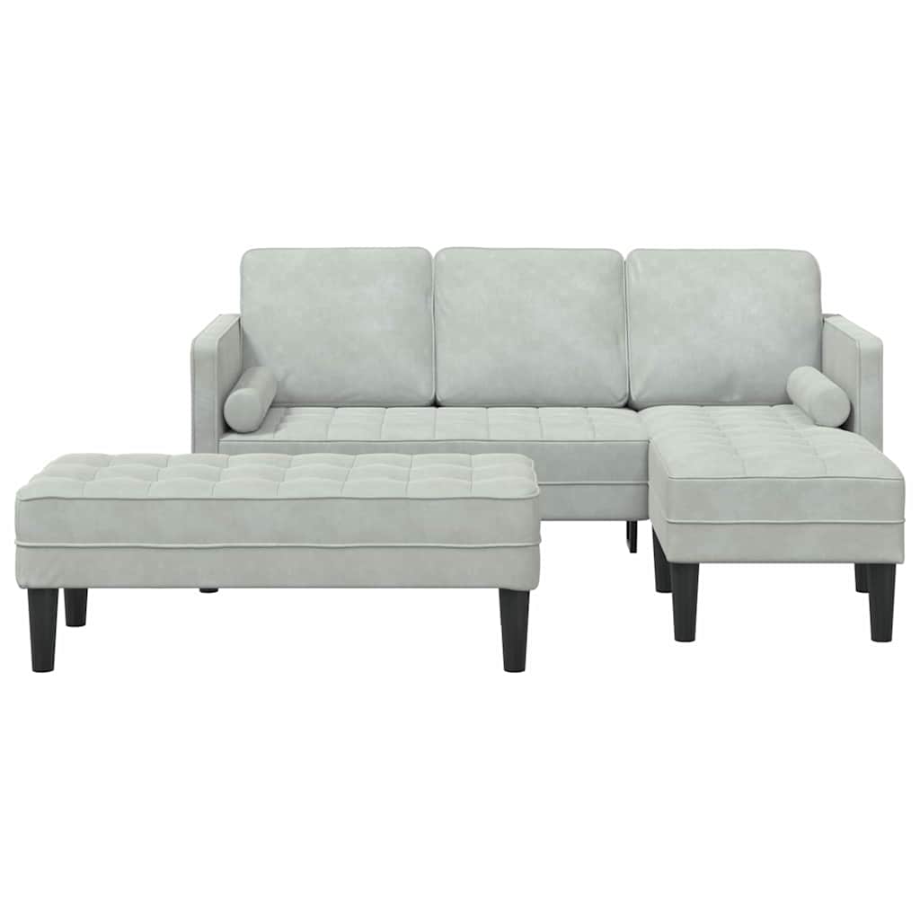 Sofa Set mit Kissen 2 pcs Hellgrau Polyester