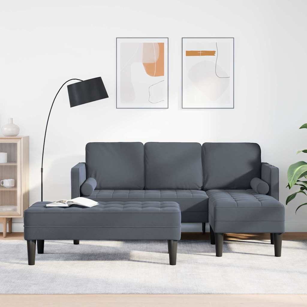 Sofa Set mit Kissen 2 pcs Dunkelgrau Polyester