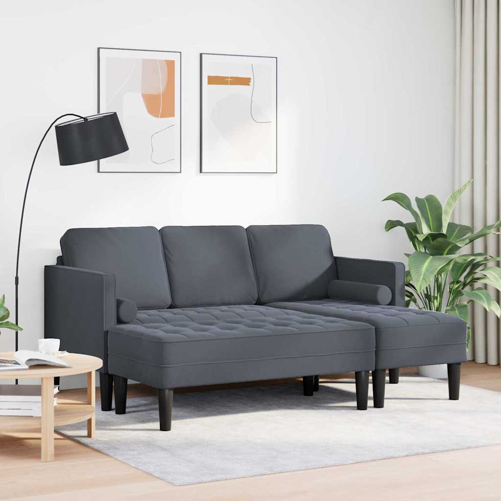 Sofa Set mit Kissen 2 pcs Dunkelgrau Polyester