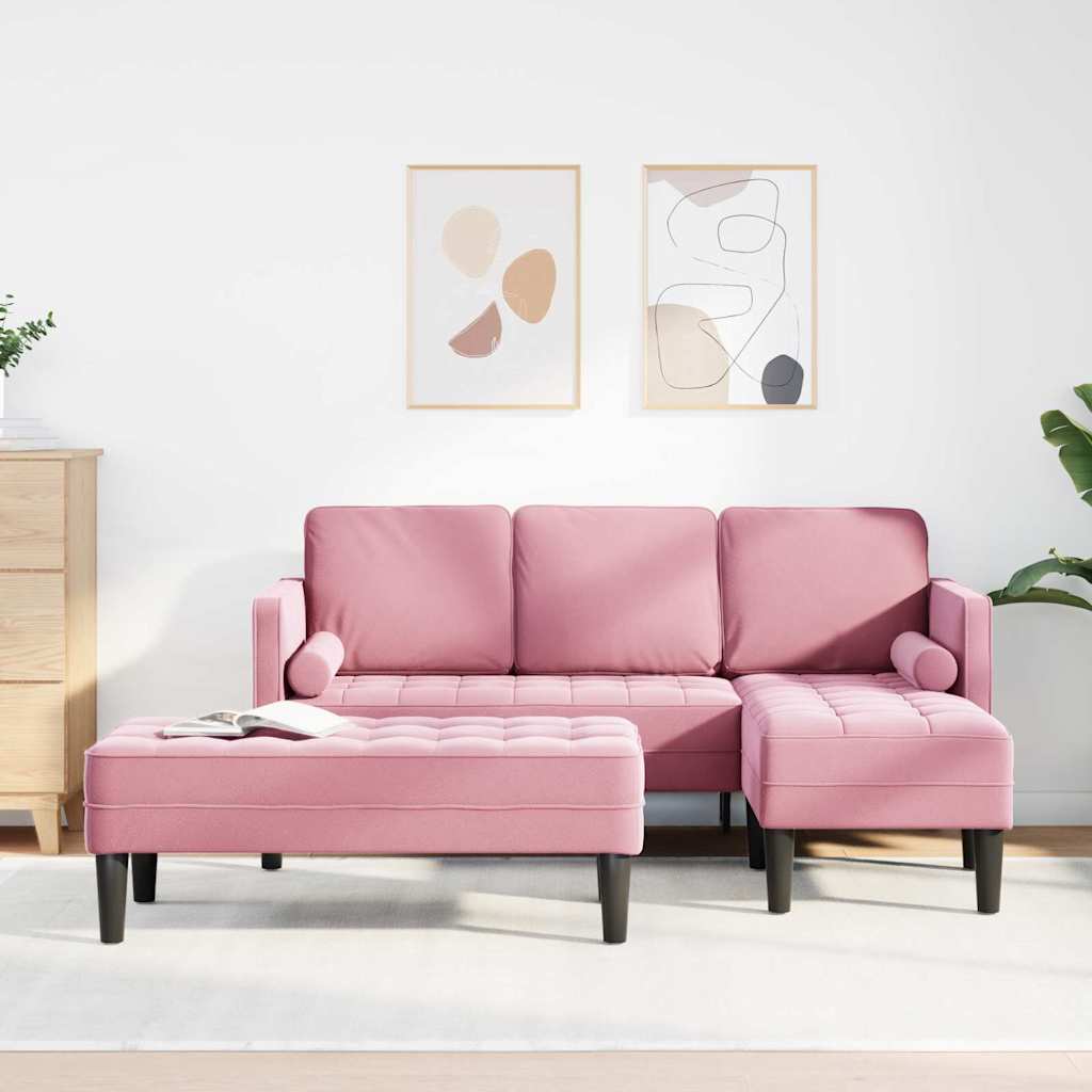 Sofa Set mit Kissen 2 pcs Rosa Polyester