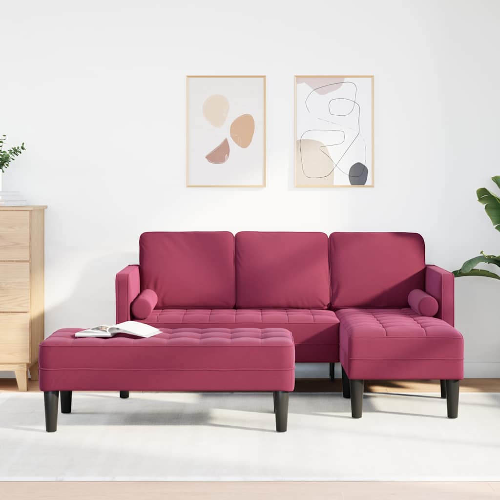 Sofa Set mit Kissen 2 pcs Weinrot Polyester