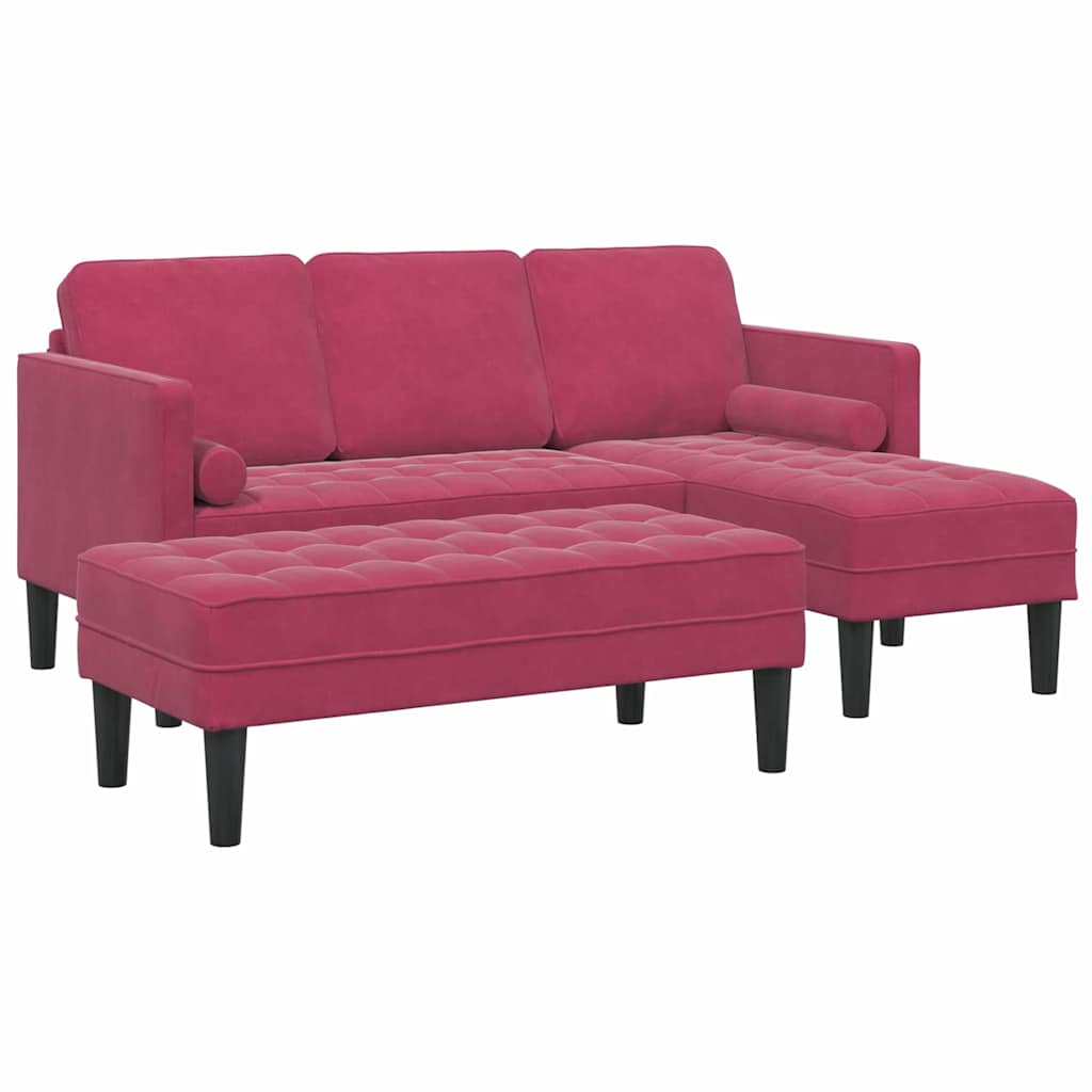 Sofa Set mit Kissen 2 pcs Weinrot Polyester