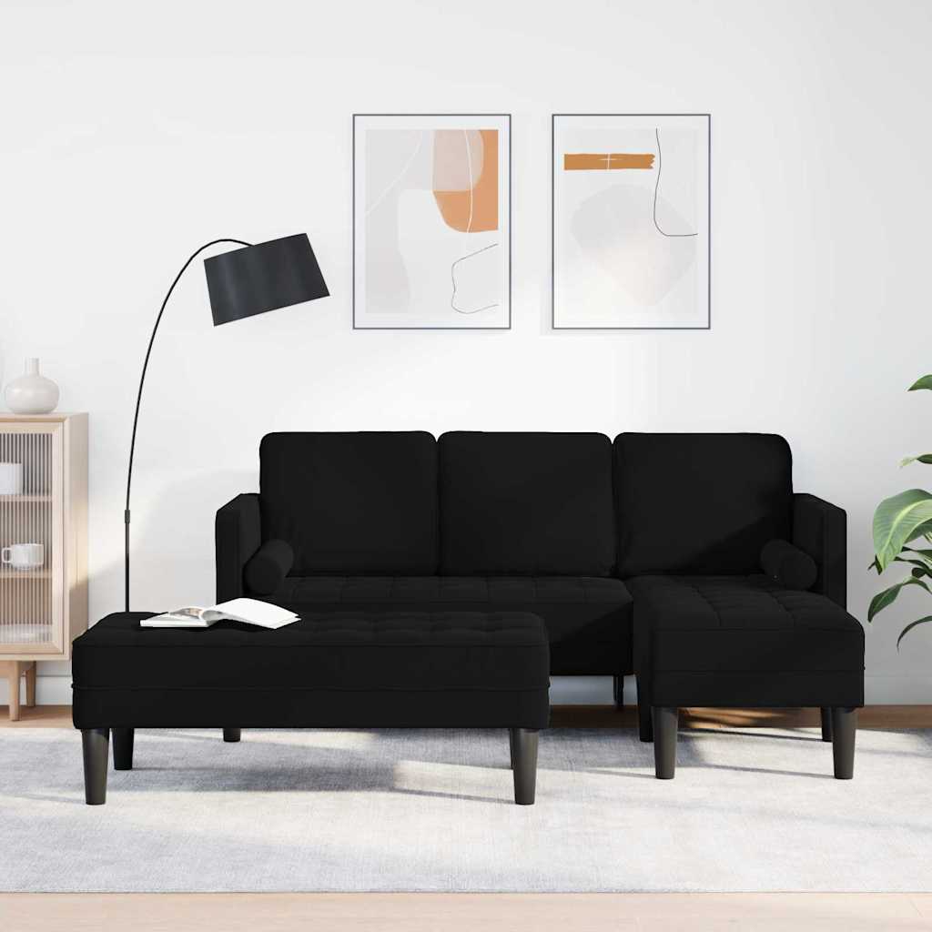 Sofa Set mit Kissen 2 pcs Schwarz Polyester