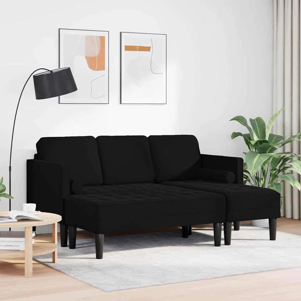Sofa Set mit Kissen 2 pcs Schwarz Polyester