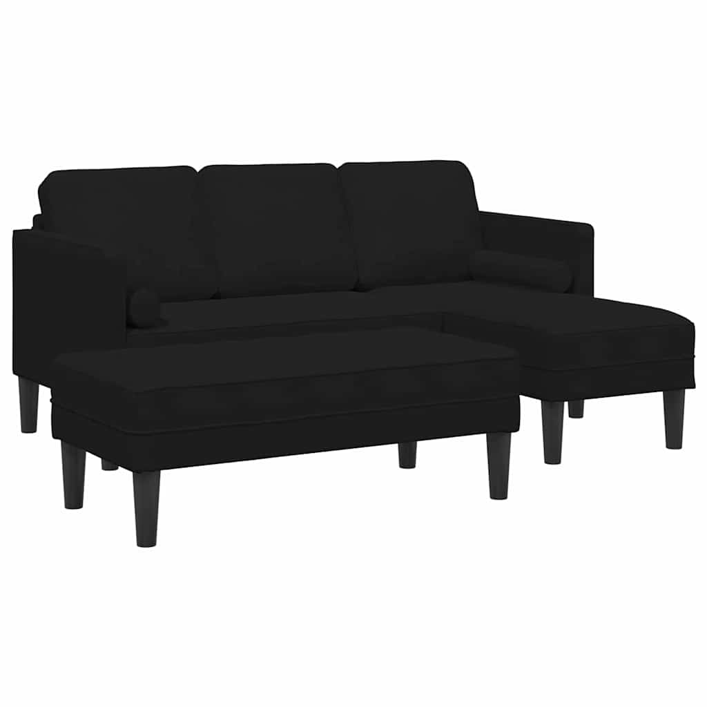 Sofa Set mit Kissen 2 pcs Schwarz Polyester