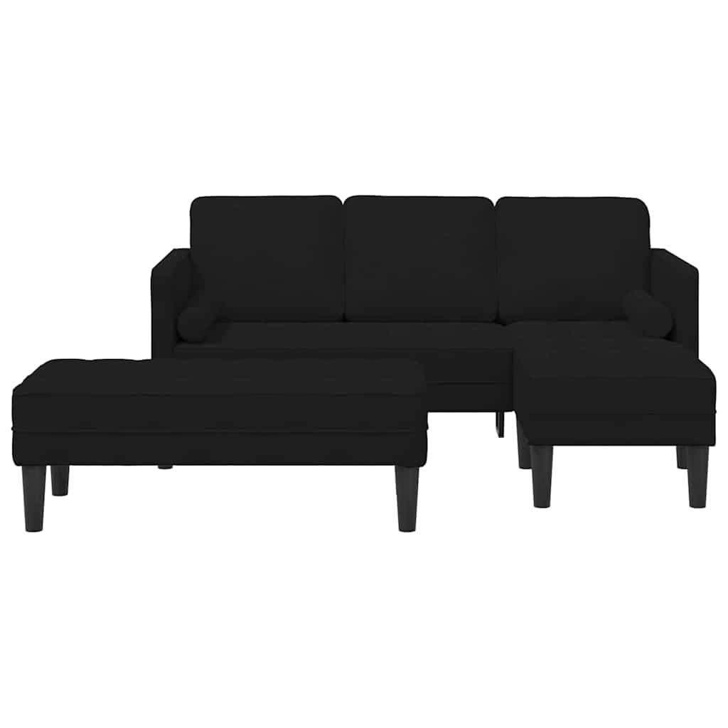 Sofa Set mit Kissen 2 pcs Schwarz Polyester