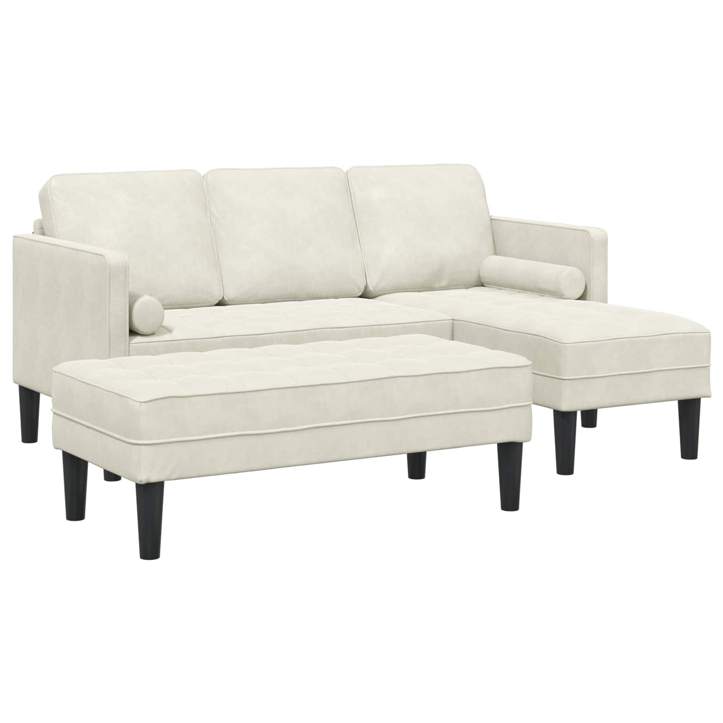 Sofa Set mit Kissen 2 pcs Creme Polyester