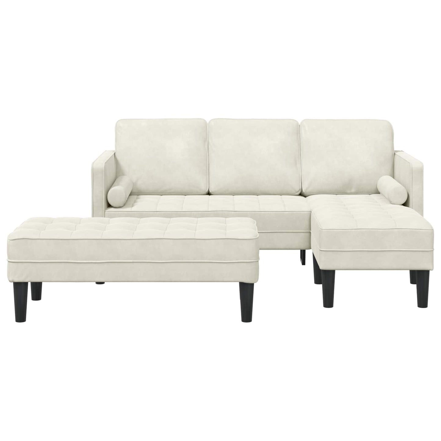 Sofa Set mit Kissen 2 pcs Creme Polyester