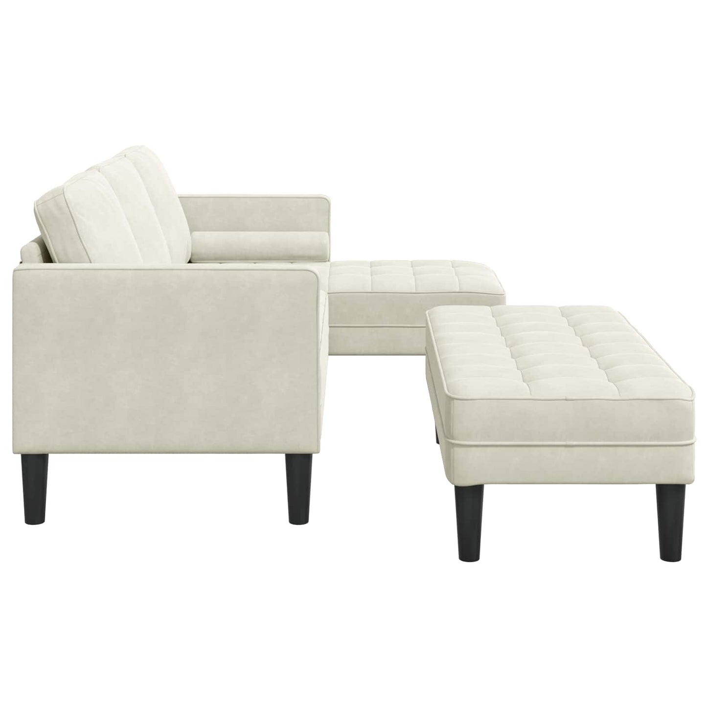 Sofa Set mit Kissen 2 pcs Creme Polyester
