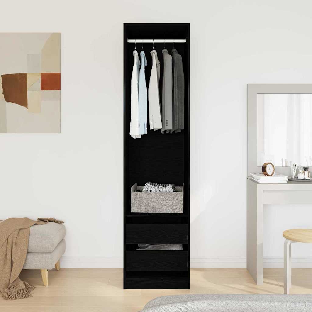 Kleiderschrank mit Regal Schwarz Eichen-Optik 50 x 50 x 200 cm
