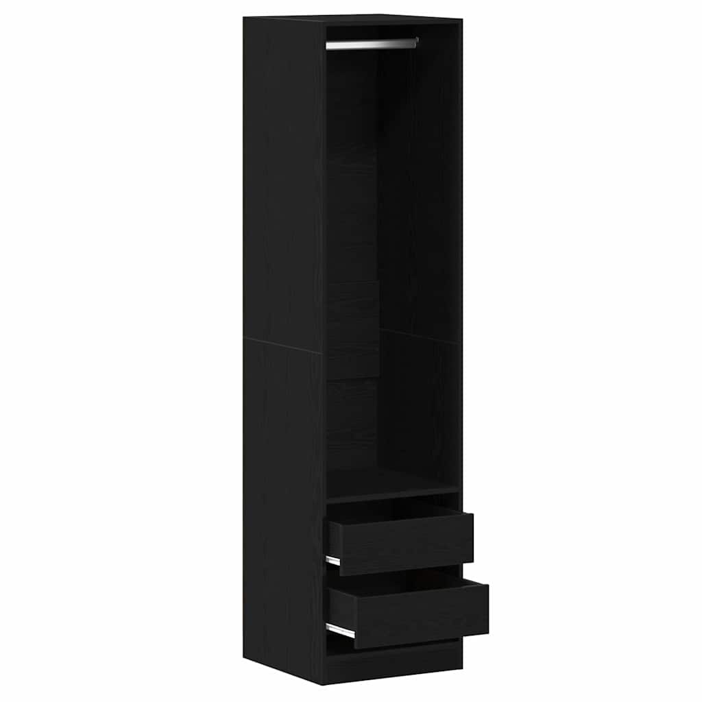 Kleiderschrank mit Regal Schwarz Eichen-Optik 50 x 50 x 200 cm