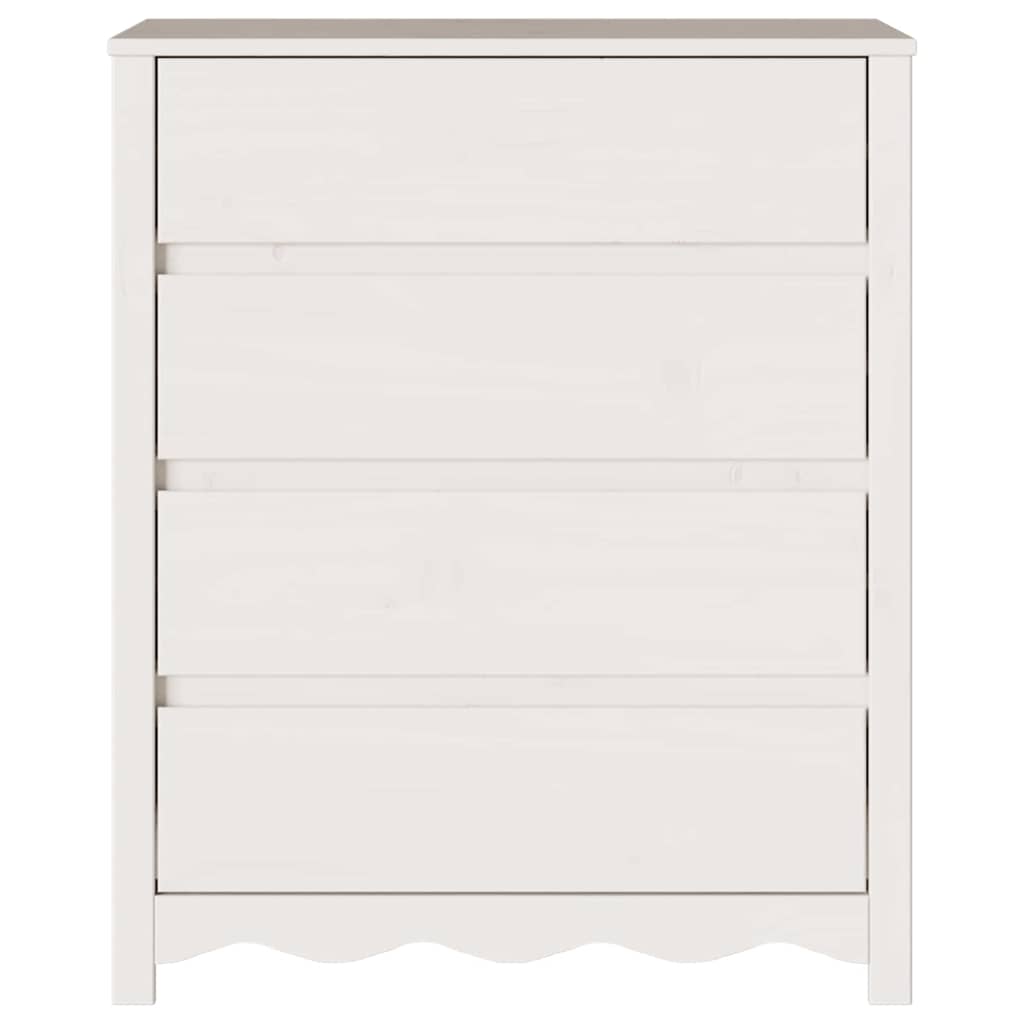 Kommode Drammen Weiß 76,5 x 40 x 91 cm Massivholz Kiefer