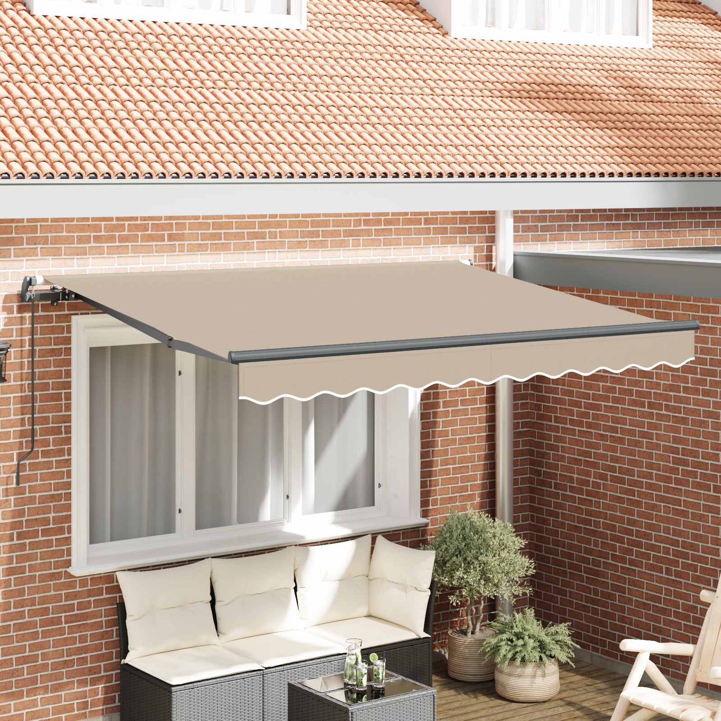 Einziehbare Markise Beige 250 x 200 cm Stoff
