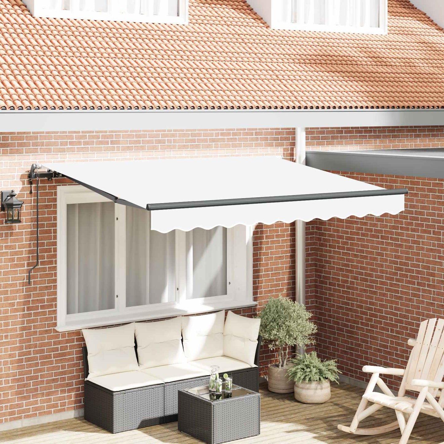Einziehbare Markise Weiß 250 x 200 cm Stoff