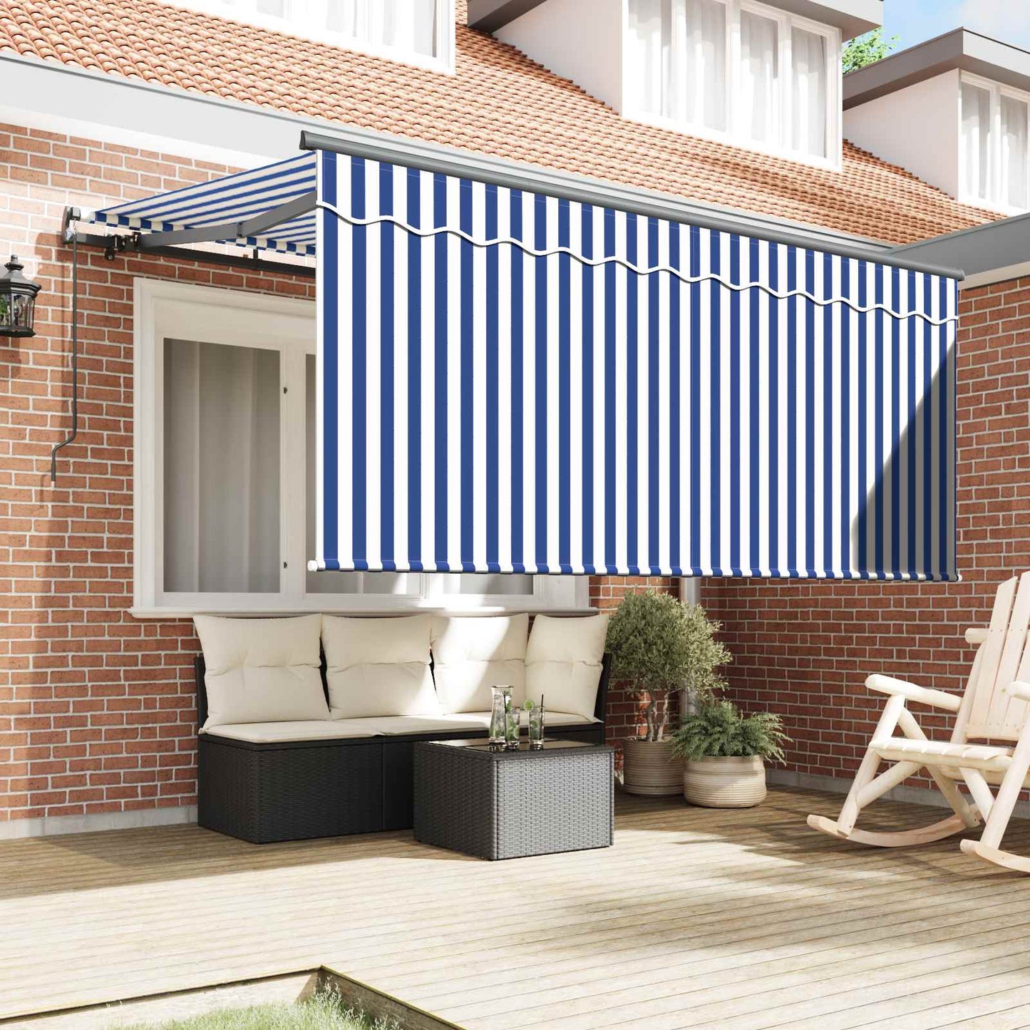 Einziehbare Markise Blau und Weiß 300 x 200 cm
