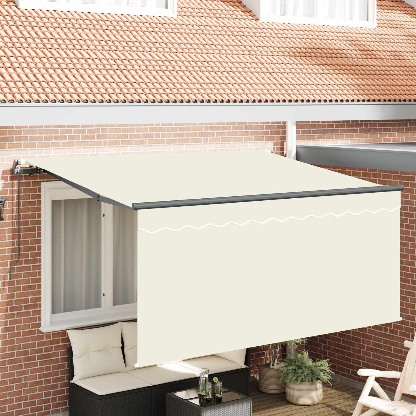 Einziehbare Markise Creme 300 x 200 cm Polyester und Aluminium