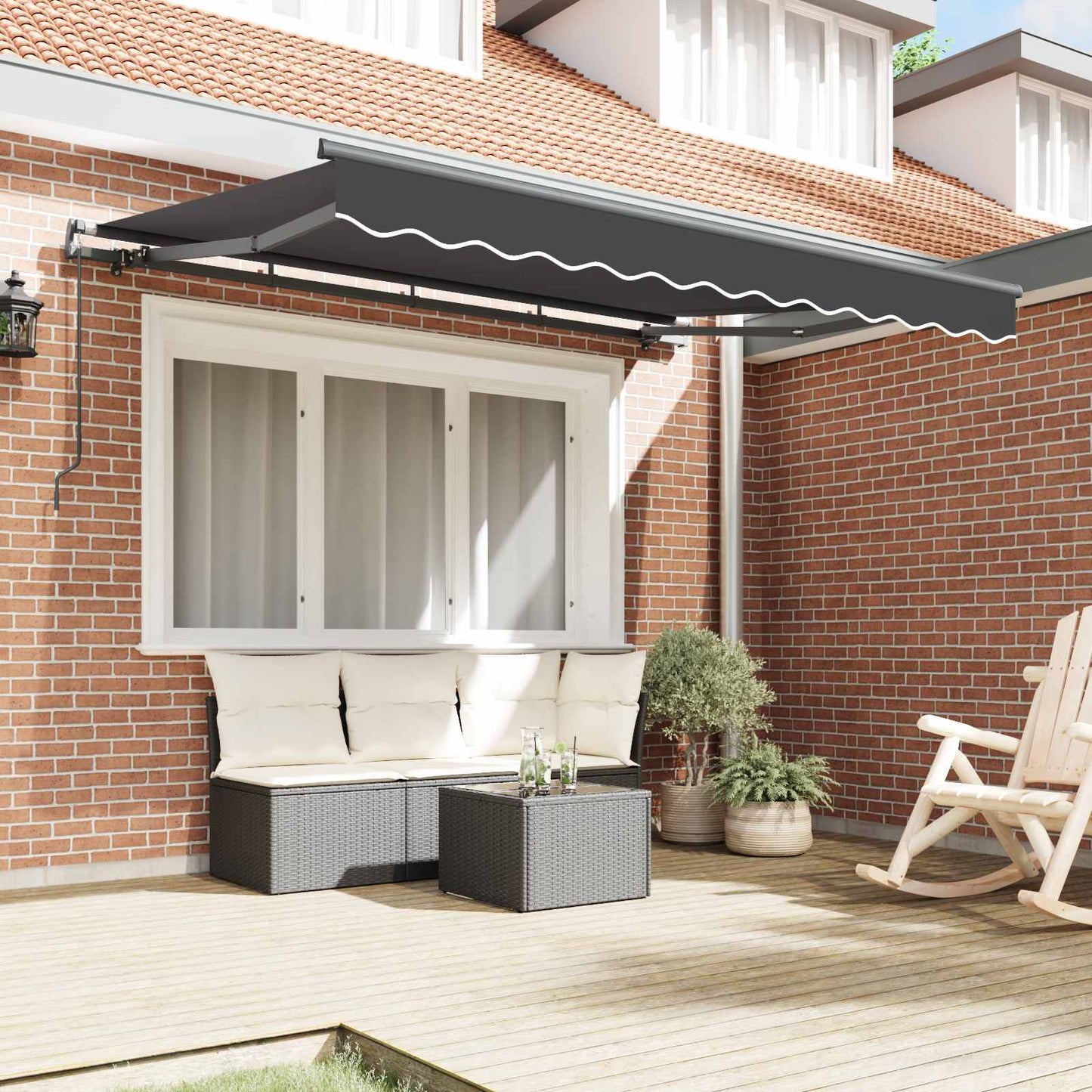 Einziehbare Markise Anthrazit 300 x 200 cm Stoff