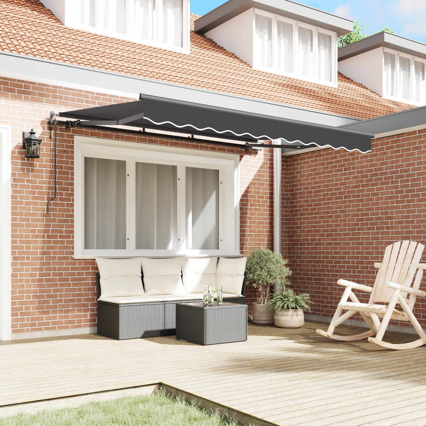 Einziehbare Markise Anthrazit 300 x 200 cm Stoff