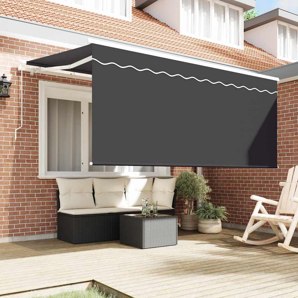 Einziehbare Markise Gestreift Anthrazit 300 x 200 cm Stoff