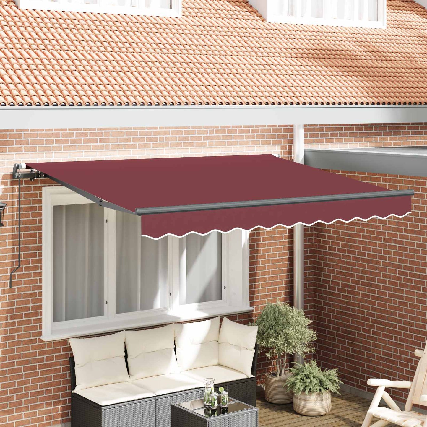 Einziehbare Markise Bordeauxrot 300 x 200 cm Stoff
