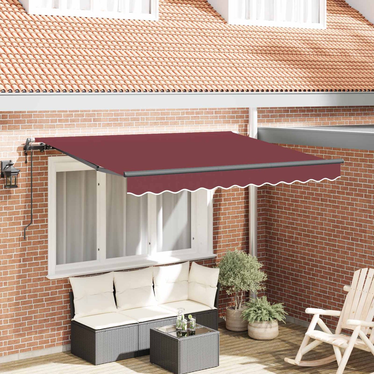 Einziehbare Markise Bordeauxrot 300 x 200 cm Stoff