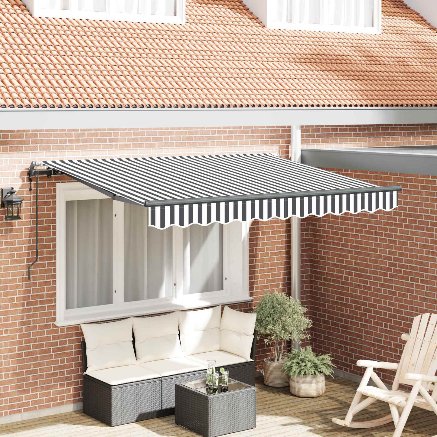 Einziehbare Markise Anthrazit 300 x 200 cm Stoff