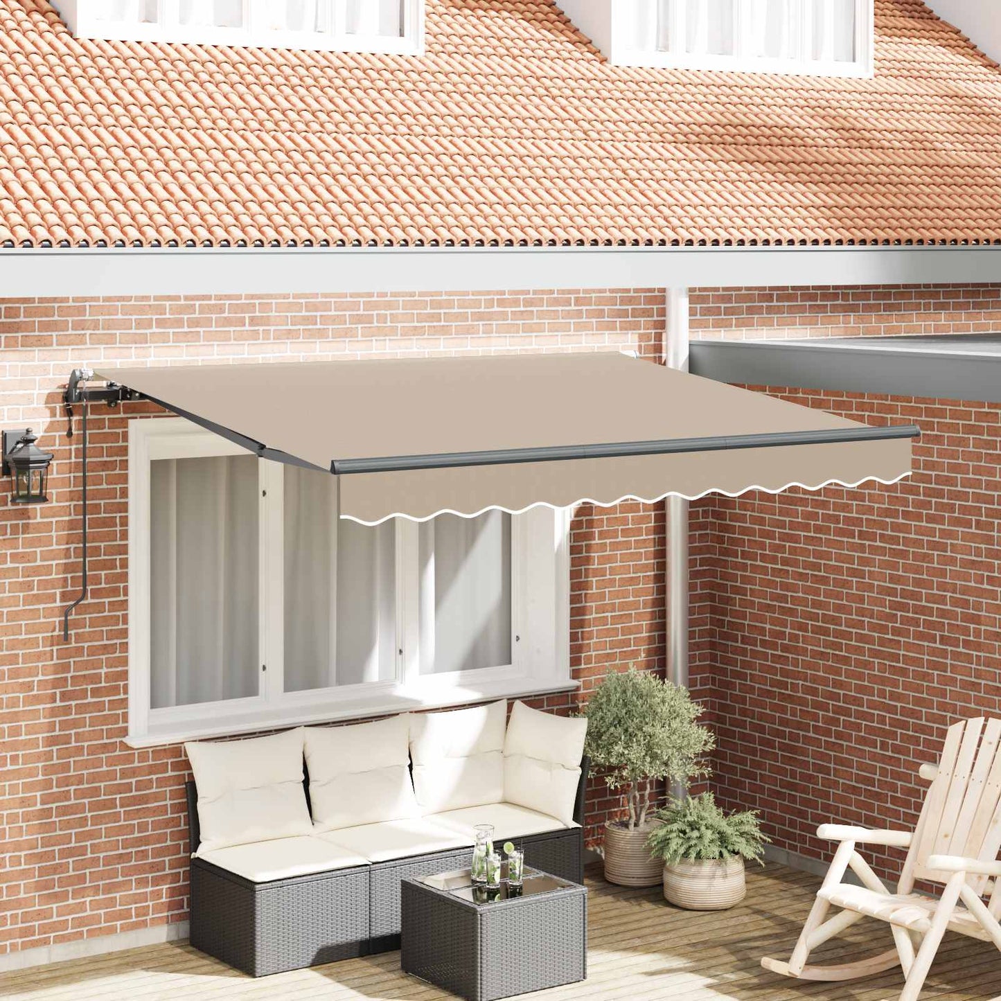 Einziehbare Markise Beige 300 x 200 cm Stoff