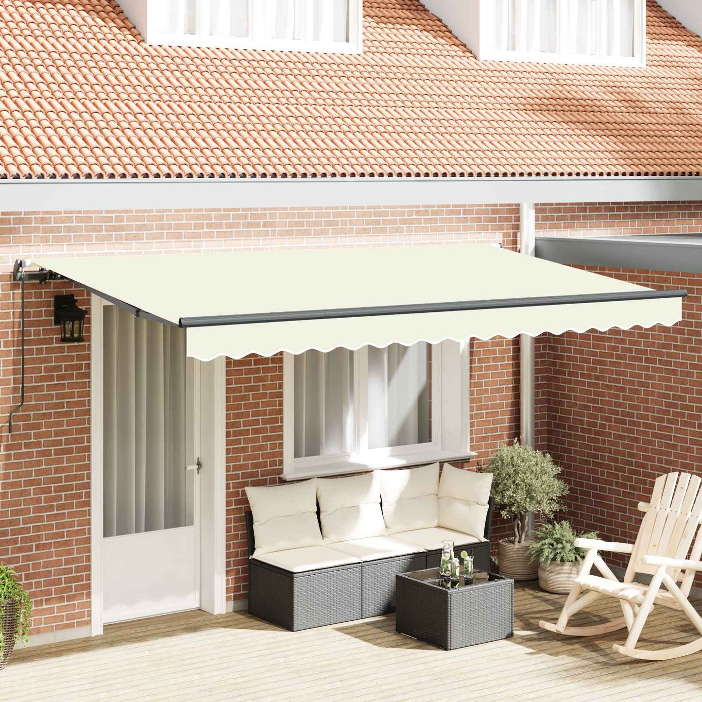 Einziehbare Markise Creme 350 x 200 cm Stoff