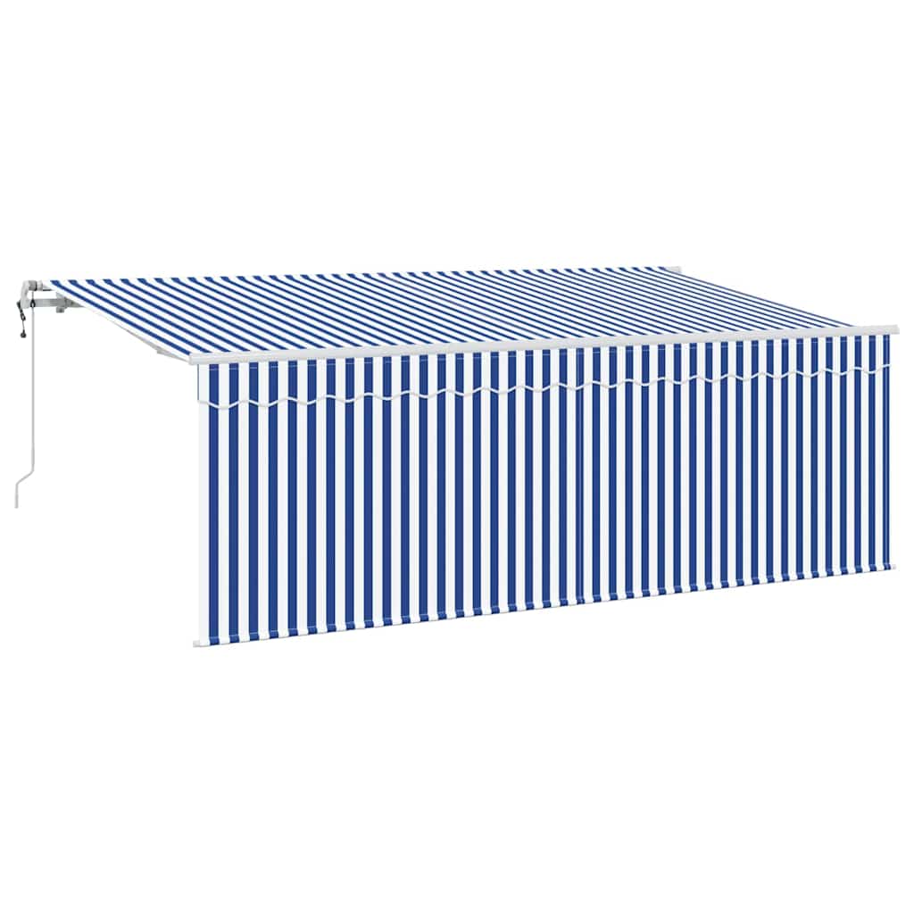Einziehbare Markise Gestreift Blau 350 x 200 cm Stoff