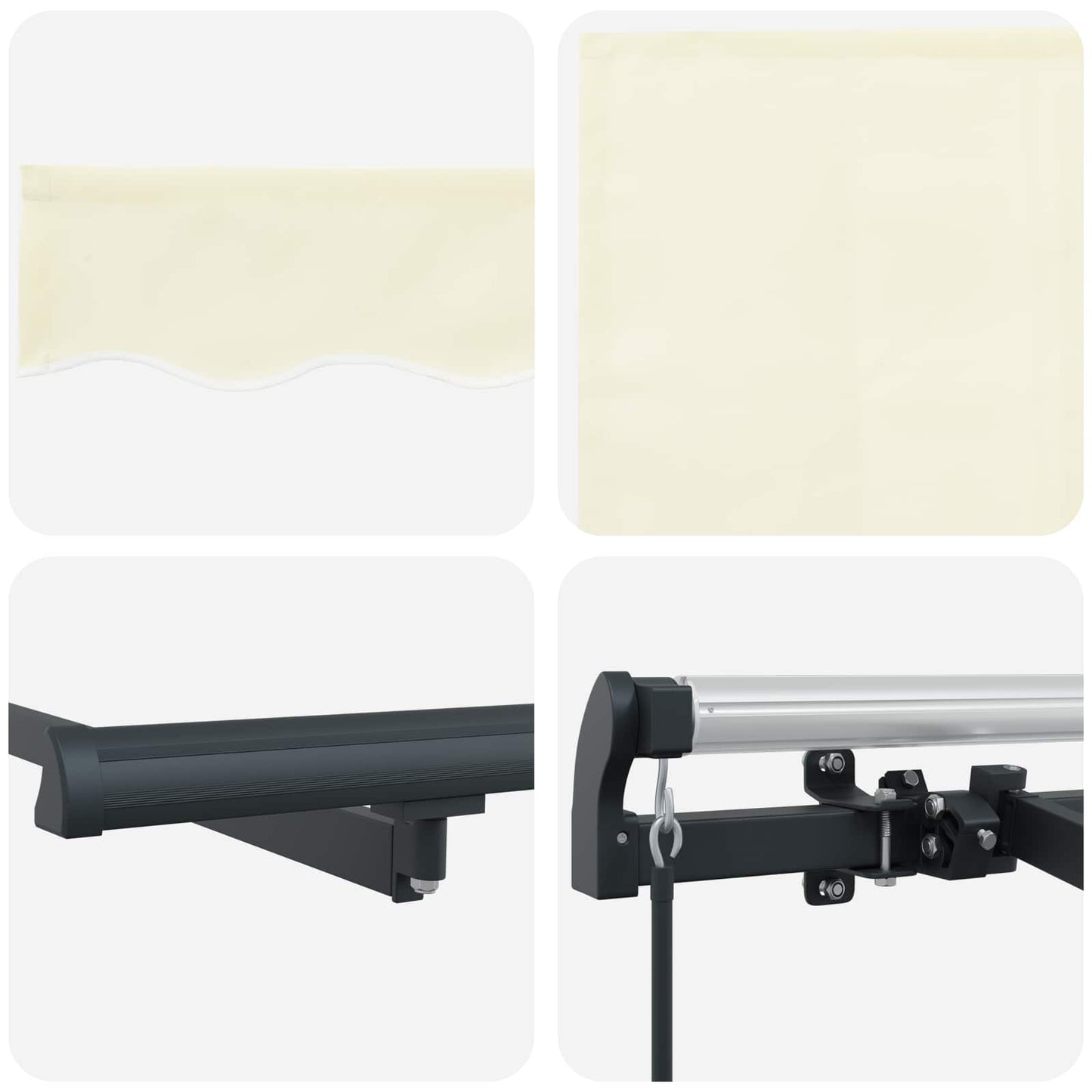 Einziehbare Markise Creme 350 x 200 cm Polyester und Aluminium